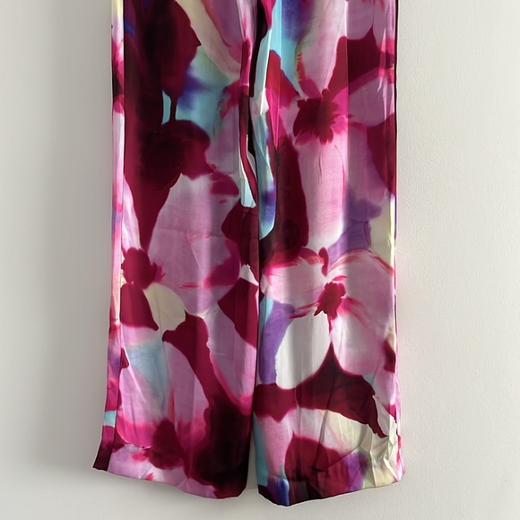 ZARA Satin Floral Print Palazzo Pant Trousers - Picture 10 of 16